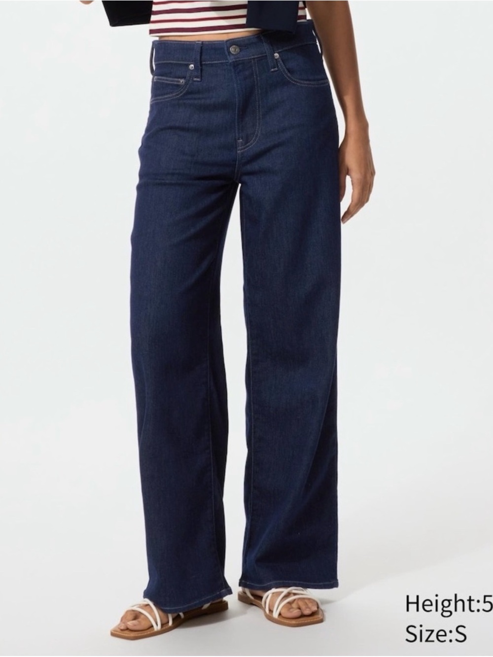 Uniqlo EZY High-Rise Wide-Leg Women’s Jeans - Dark Blue -XS